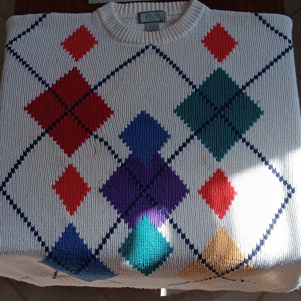 Christopher Hayes,Men's Argyle Preloved sweater.XL